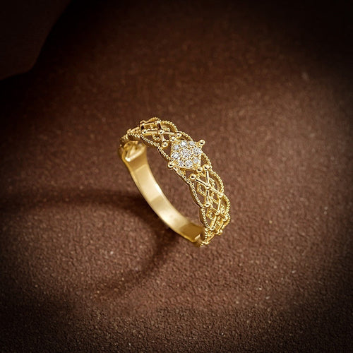 Pure 18K Jinrege Light Luxury Wide Version Fashion Ring – Timeless