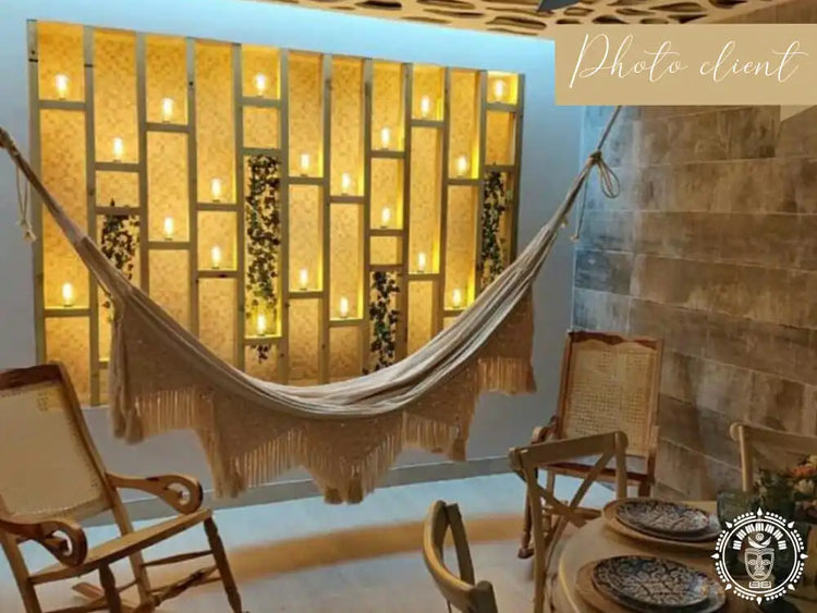 hamac l macrame ecru photo client