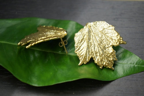 Leaf Earrings: Bourbon Rose Design (Gold Plated Sterling Silver)
